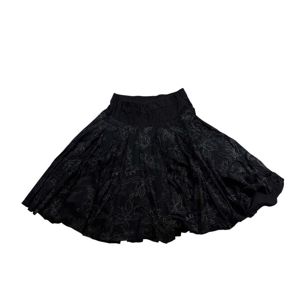 Motherhood Maternity Skirt Small Black Floral Embroidered Boho Peasant Summer
